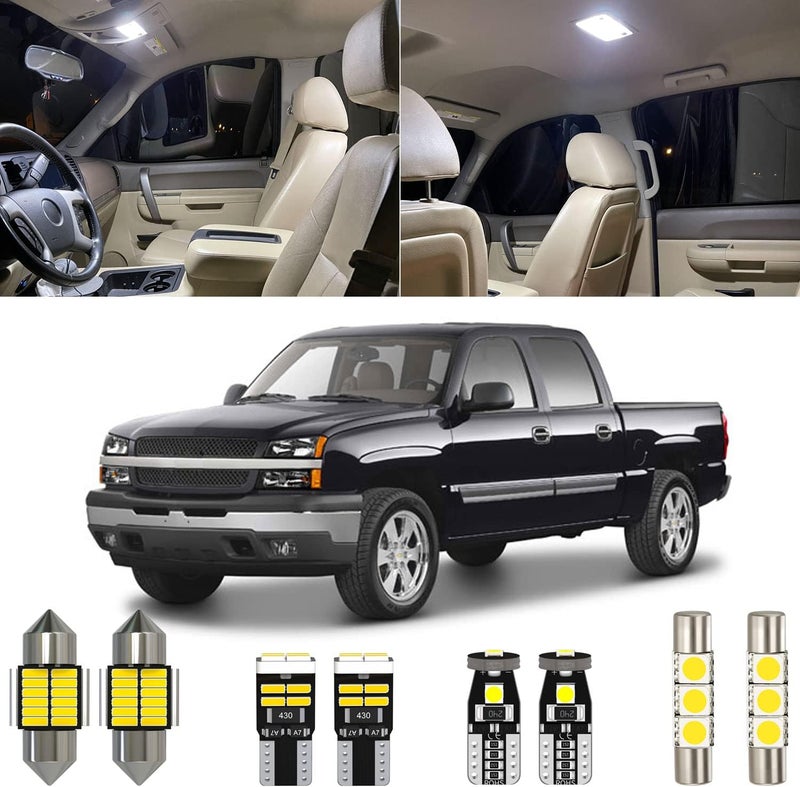 Xpismii 12 Piece 6000K White Interior LED Light Kit Package Replacement for Chevy Chevrolet Silverado/GMC Sierra 1999 2000 2001 2002 2003 2004 2005 2006, with Placement Diagram and Install Tool - Image 1